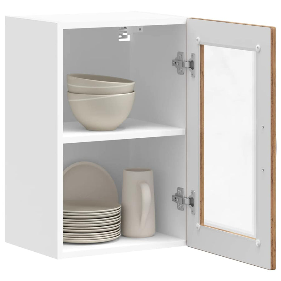Keukenwandkast met glazen deur Porto oud houtkleurig