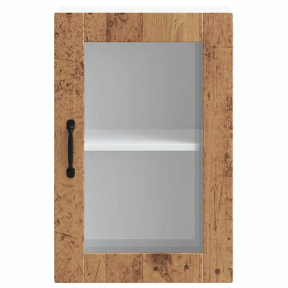 Keukenwandkast met glazen deur Porto oud houtkleurig