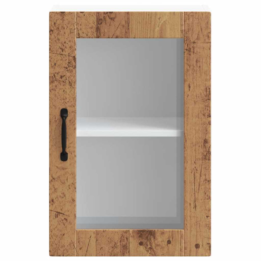 Keukenwandkast met glazen deur Porto oud houtkleurig