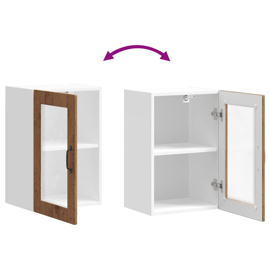 Keukenwandkast met glazen deur Porto oud houtkleurig