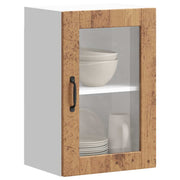 Keukenwandkast 40x31x60 cm bewerkt hout glas oud houtkleurig