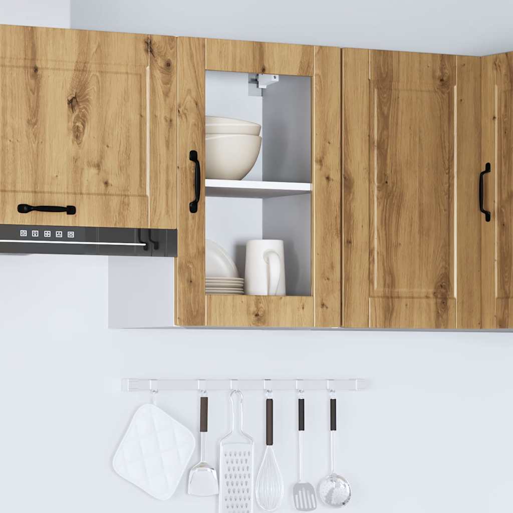 Keukenwandkast met glazen deur Porto artisanaal eikenkleur
