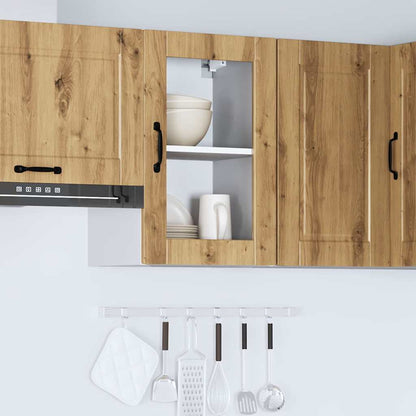 Keukenwandkast met glazen deur Porto artisanaal eikenkleur