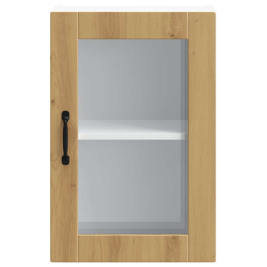 Keukenwandkast met glazen deur Porto artisanaal eikenkleur