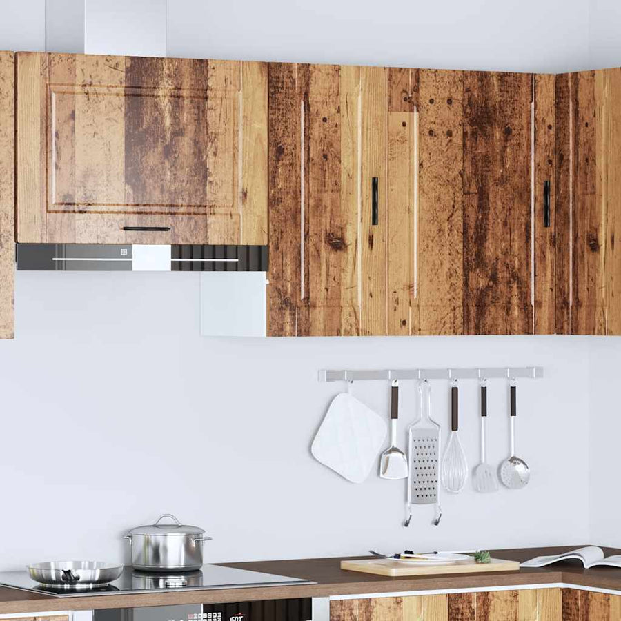 Keukenwandkast Porto bewerkt hout oud houtkleurig