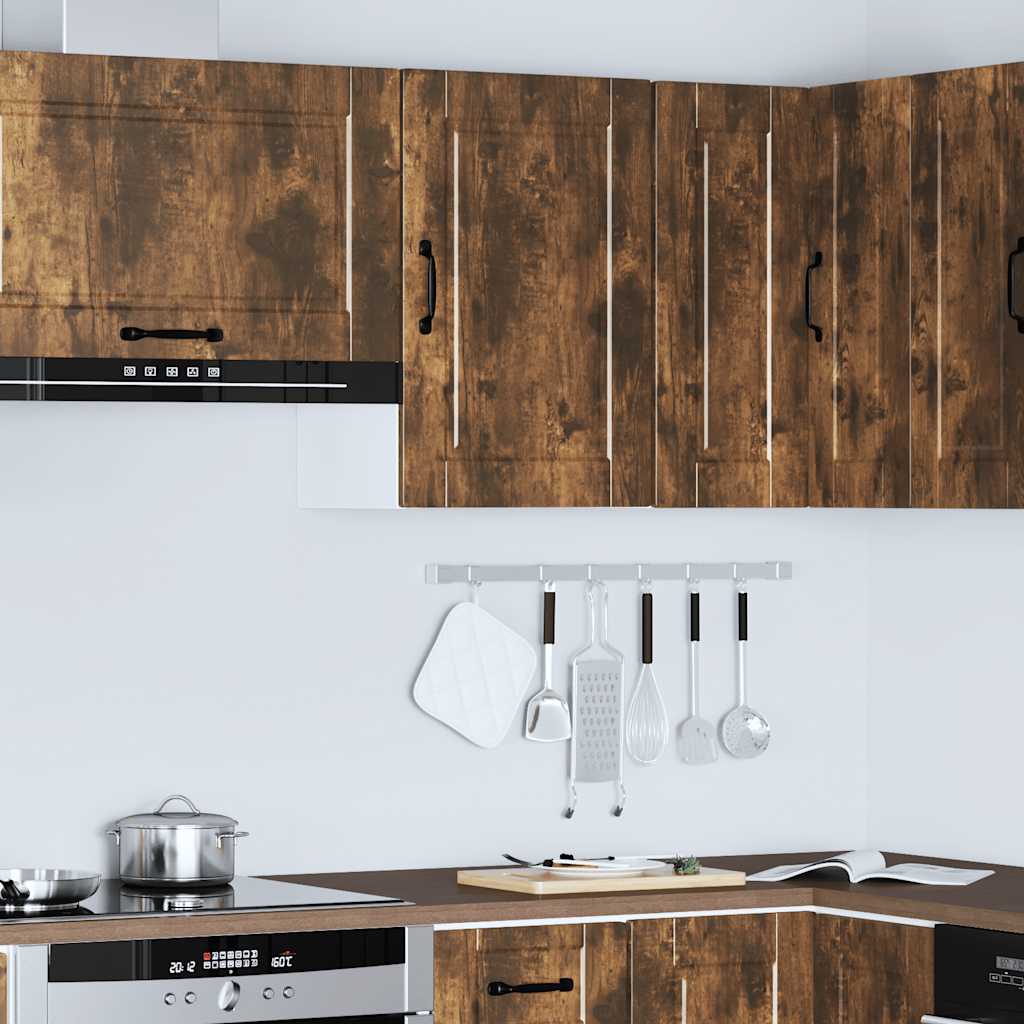 Keukenwandkast Porto bewerkt hout gerookt eikenkleurig