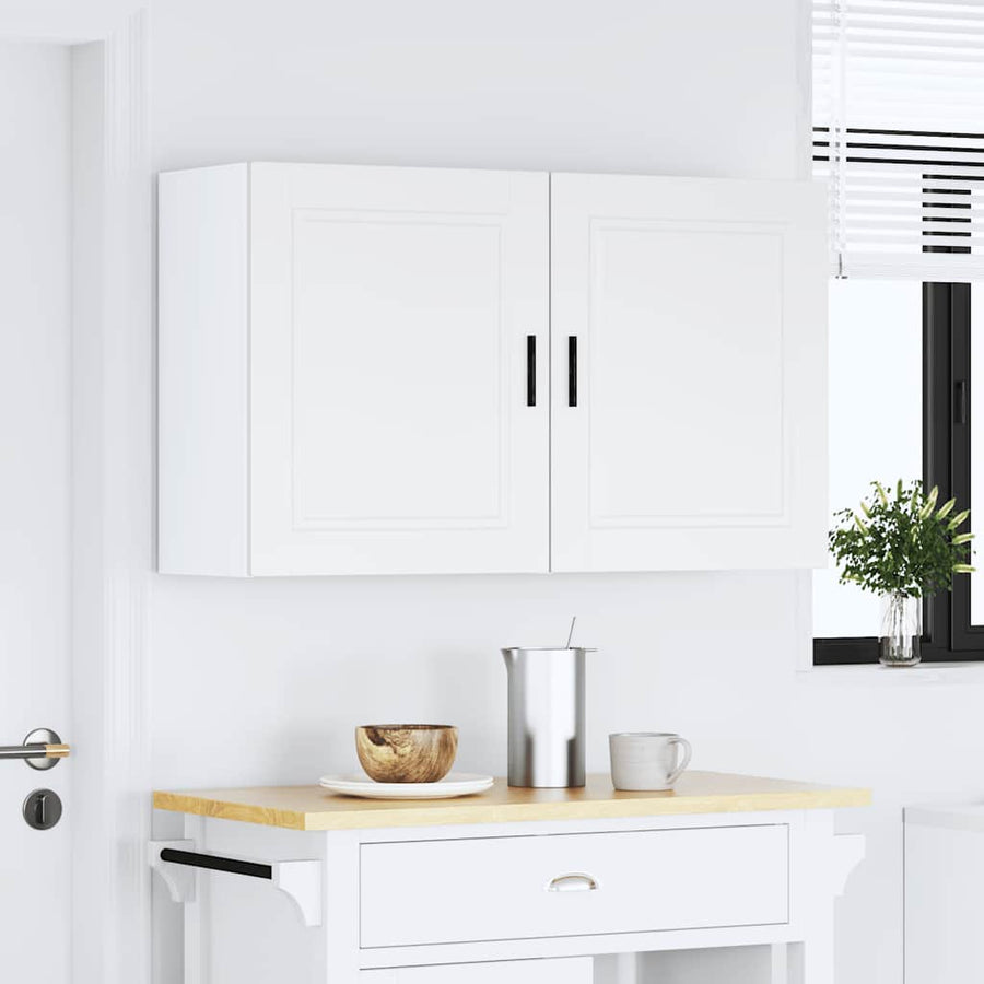 Keukenwandkasten 2 st Porto bewerkt hout wit
