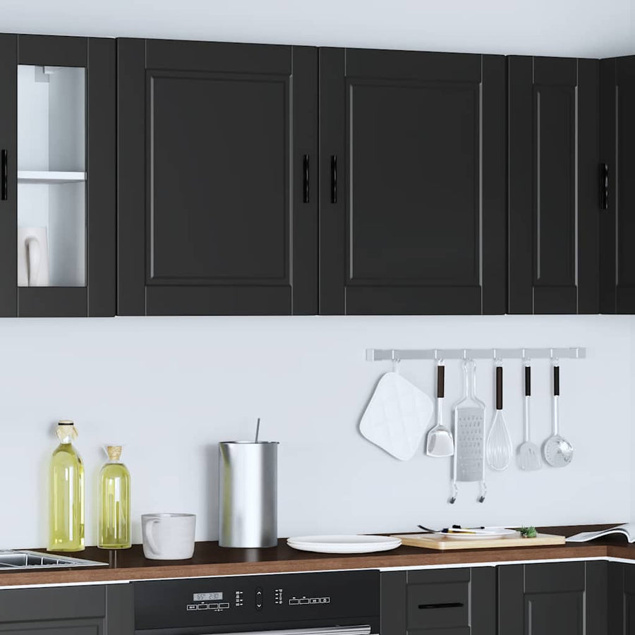 Keukenwandkasten 2 st Porto bewerkt hout zwart
