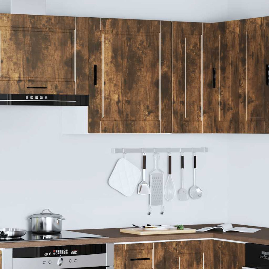 Keukenwandkast Porto bewerkt hout gerookt eikenkleurig