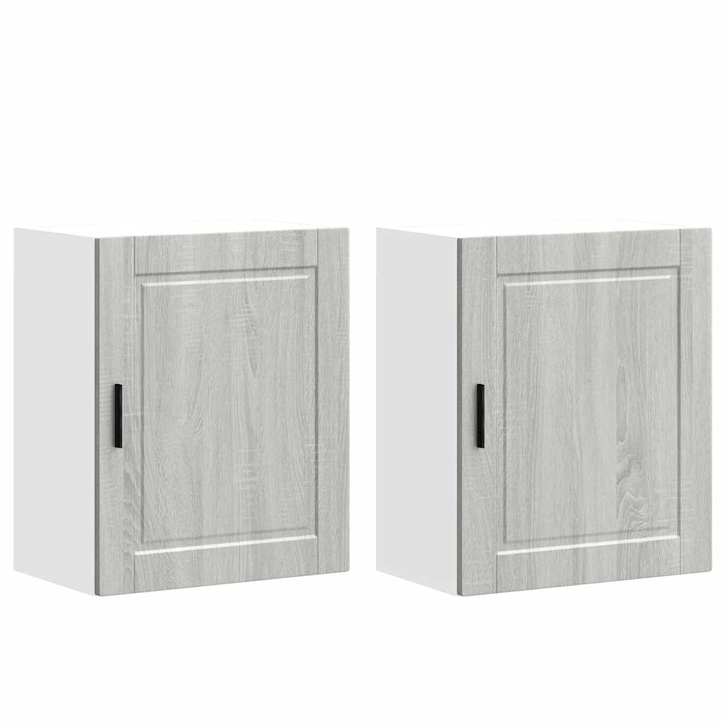 Keukenwandkasten 2 st Porto bewerkt hout grijs sonoma eiken