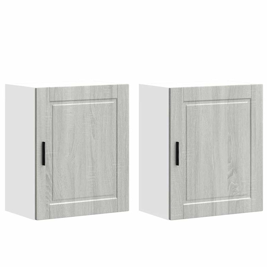 Keukenwandkasten 2 st Porto bewerkt hout grijs sonoma eiken
