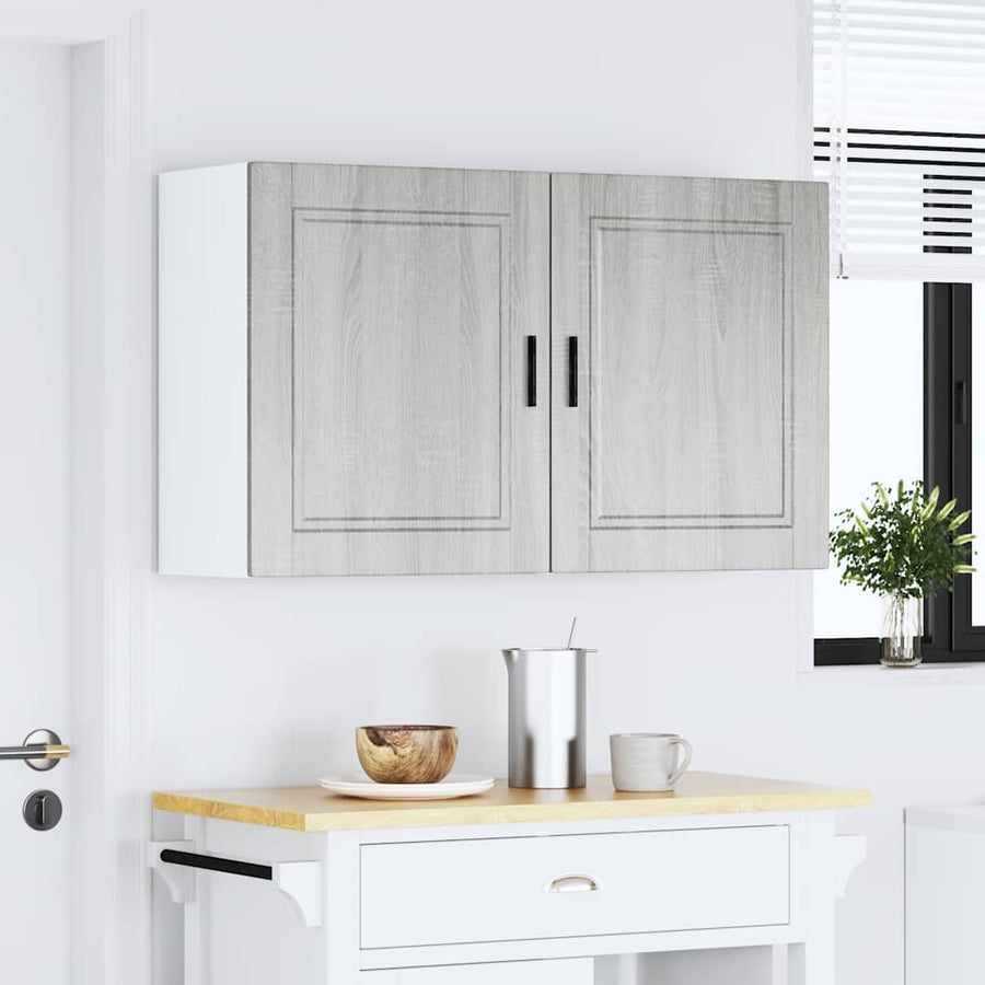 Keukenwandkasten 2 st Porto bewerkt hout grijs sonoma eiken