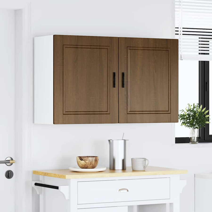 Keukenwandkasten 2 st Porto bewerkt hout bruin eikenkleur