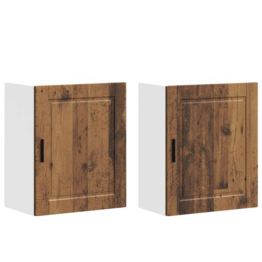 Keukenwandkasten 2 st Porto bewerkt hout oud houtkleurig