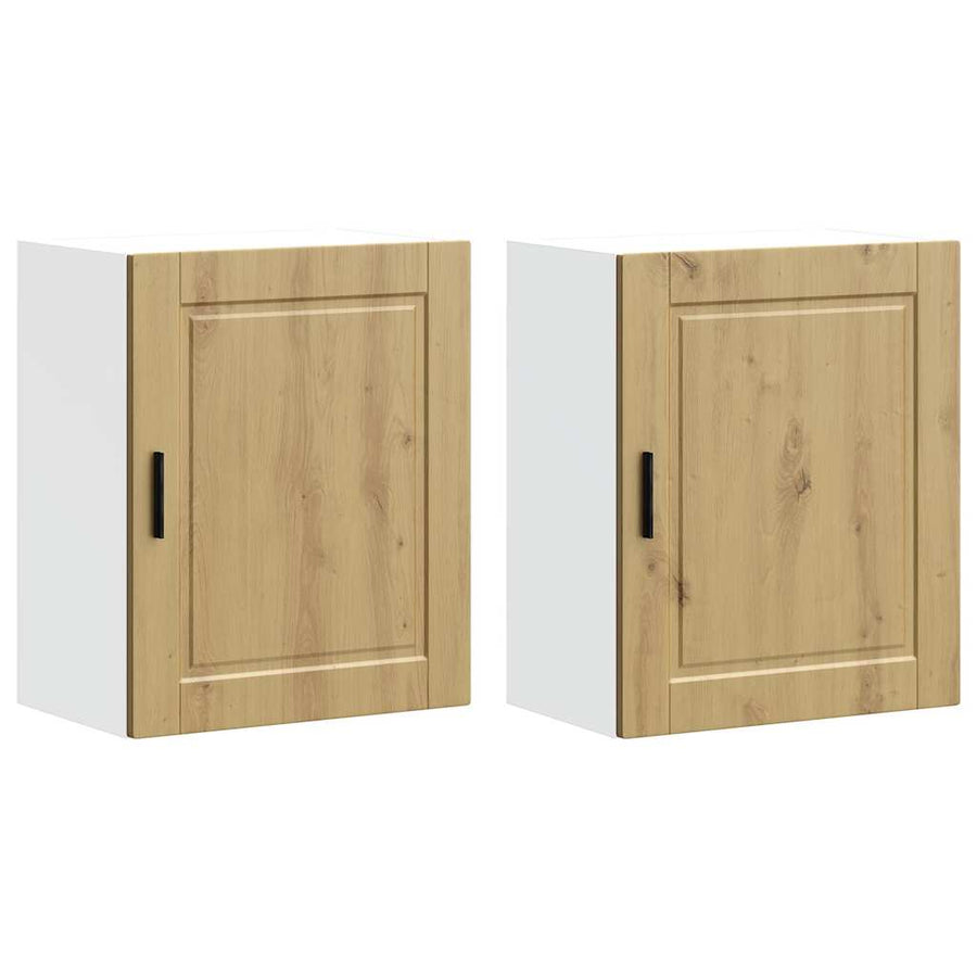 Keukenwandkasten 2 st Porto bewerkt hout artisanaal eikenkleur
