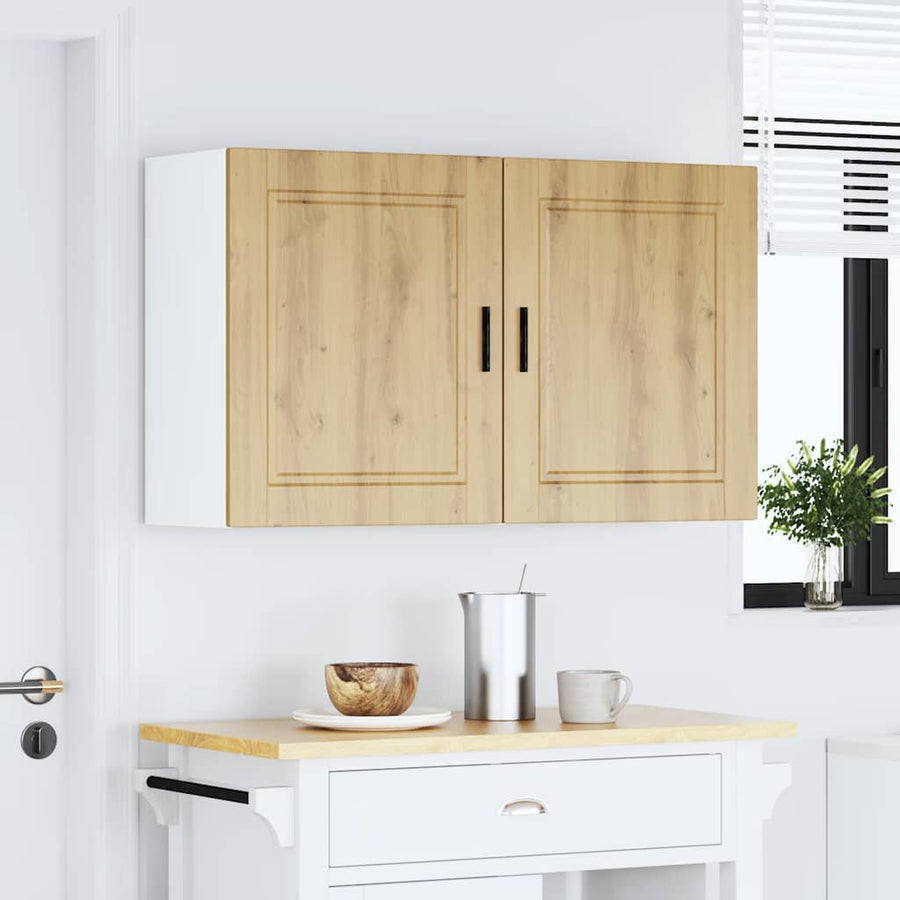 Keukenwandkasten 2 st Porto bewerkt hout artisanaal eikenkleur