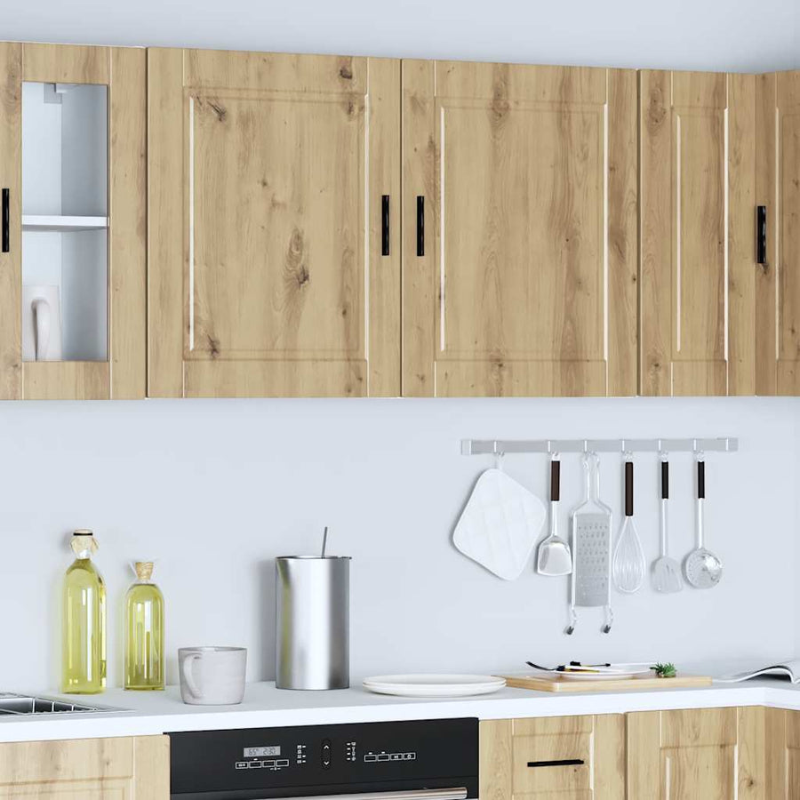 Keukenwandkasten 2 st Porto bewerkt hout artisanaal eikenkleur