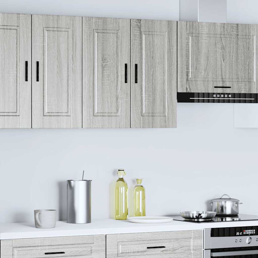 Keukenwandkast Porto bewerkt hout grijs sonoma eiken