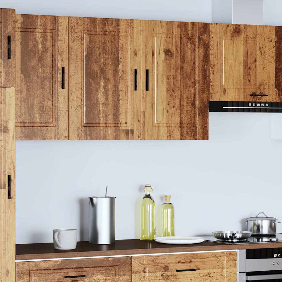 Keukenwandkast Porto bewerkt hout oud houtkleurig