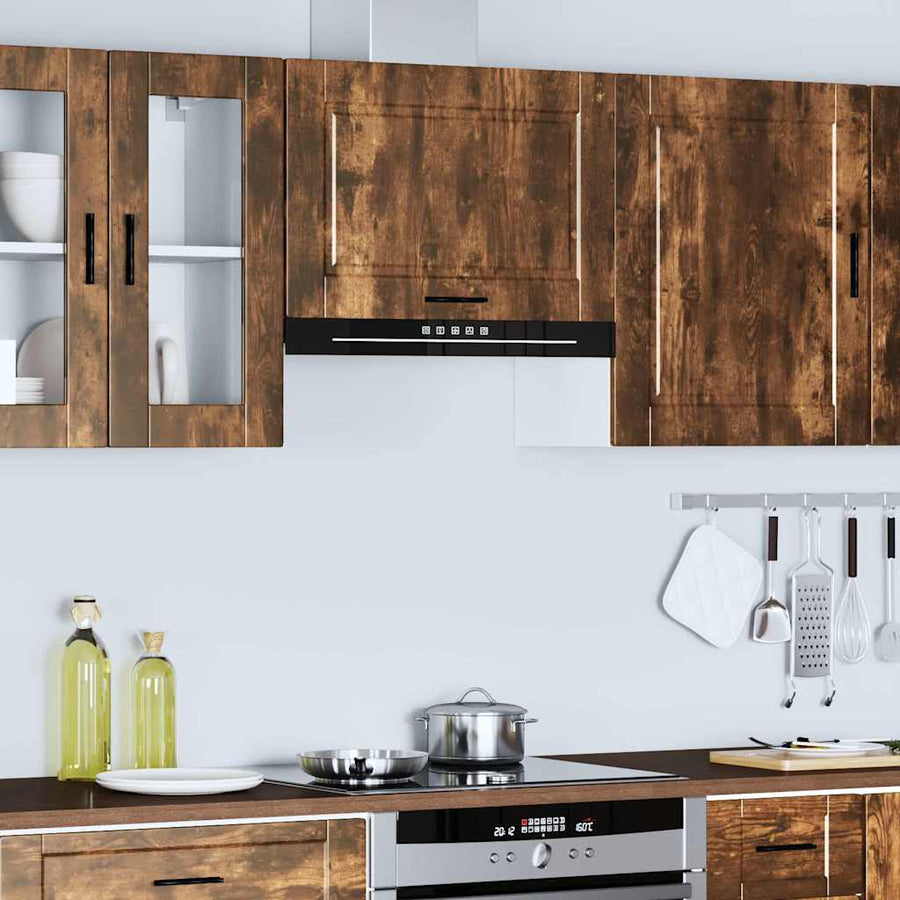 Keukenwandkast Porto bewerkt hout gerookt eikenkleurig