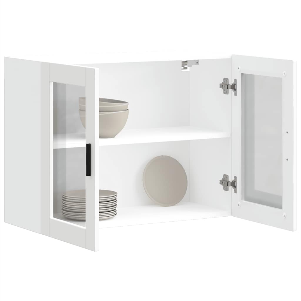 Keukenwandkast met glazen deur Porto wit