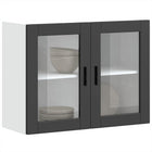 Kitchen wall cabinet with glass door Porto black