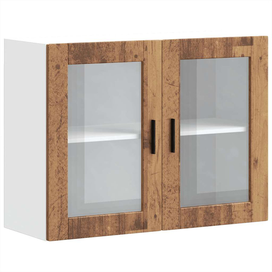 Keukenwandkast met glazen deur Porto oud houtkleurig