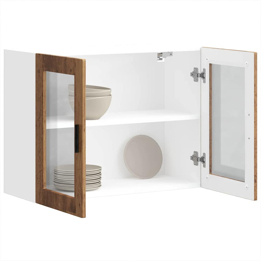 Keukenwandkast met glazen deur Porto oud houtkleurig