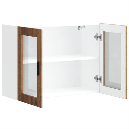 Keukenwandkast met glazen deur Porto oud houtkleurig