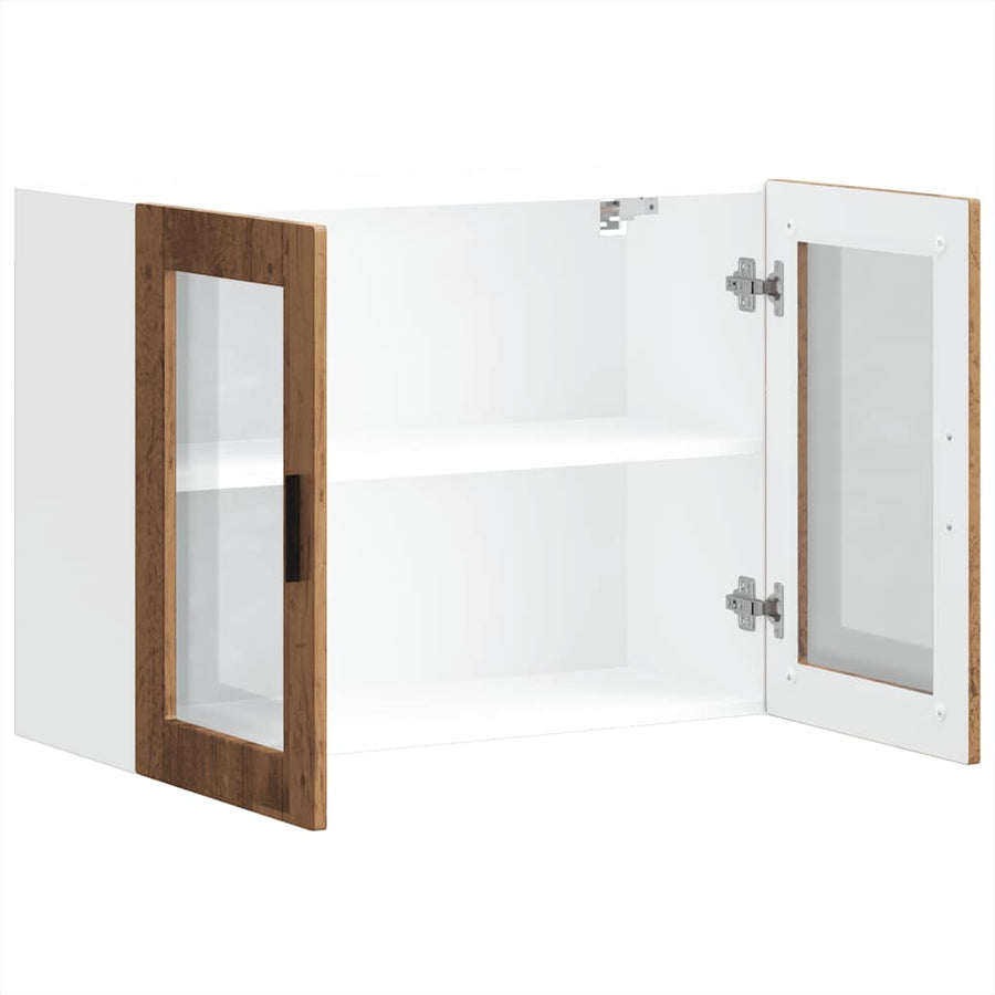 Keukenwandkast met glazen deur Porto oud houtkleurig