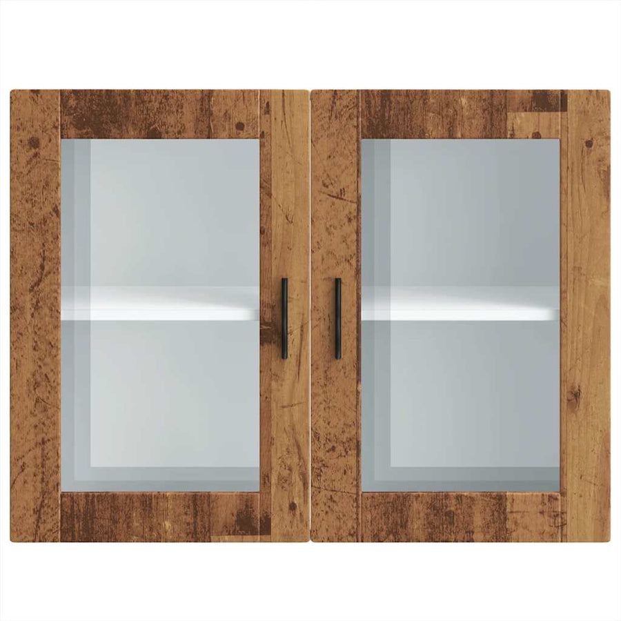 Keukenwandkast met glazen deur Porto oud houtkleurig