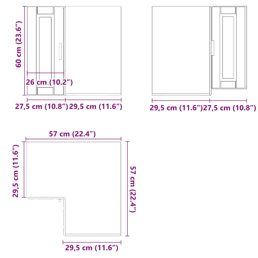 Keukenwandhoekkast Porto bewerkt hout hoogglans wit