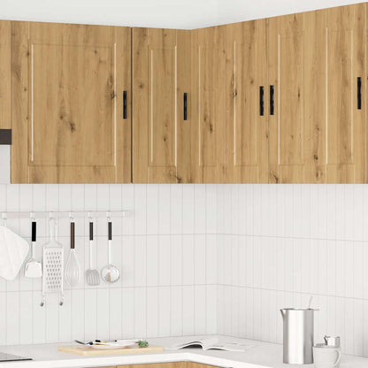 Keuken hoekkast "Porto" bewerkt hout artisanaal eikenkleur