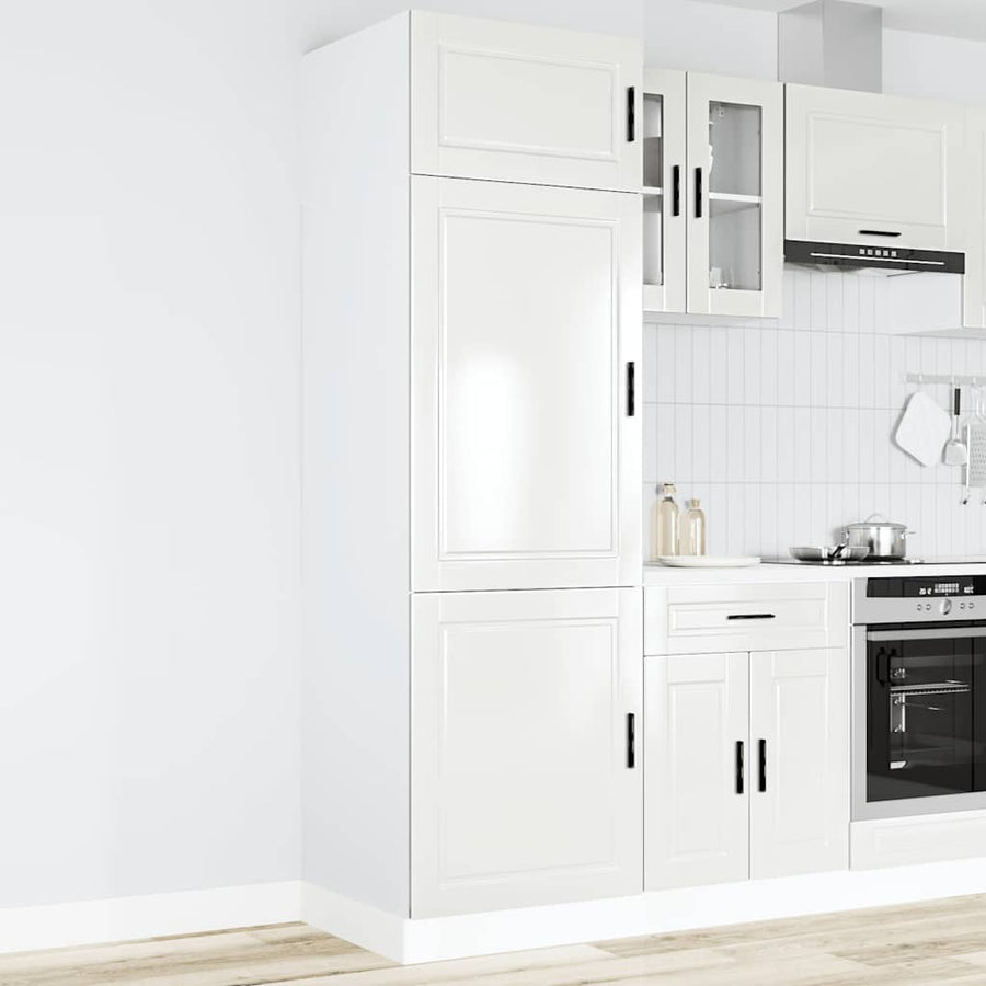 Keukenkast Porto bewerkt hout hoogglans wit