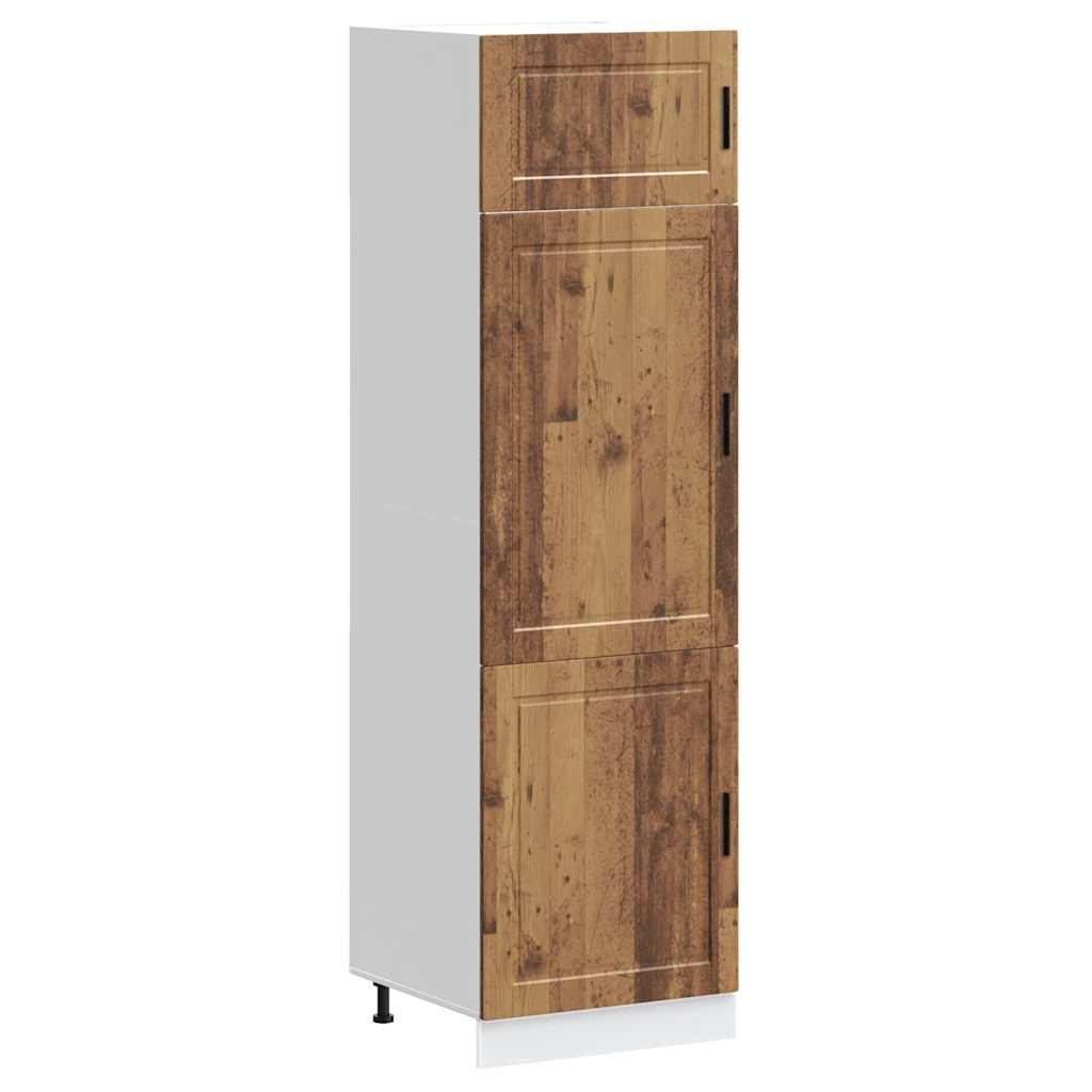 Keukenkast Porto bewerkt hout oud houtkleurig