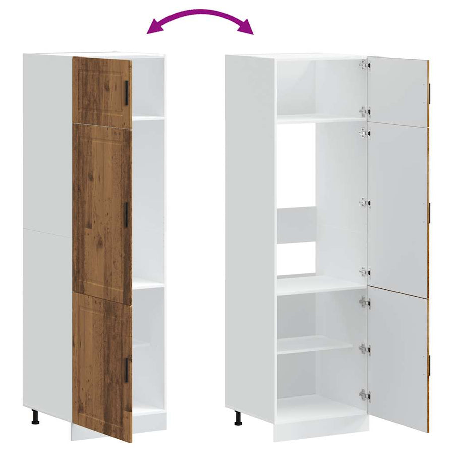 Keukenkast Porto bewerkt hout oud houtkleurig