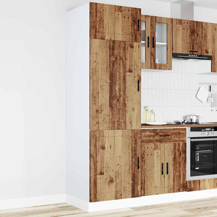 Keukenkast Porto bewerkt hout oud houtkleurig