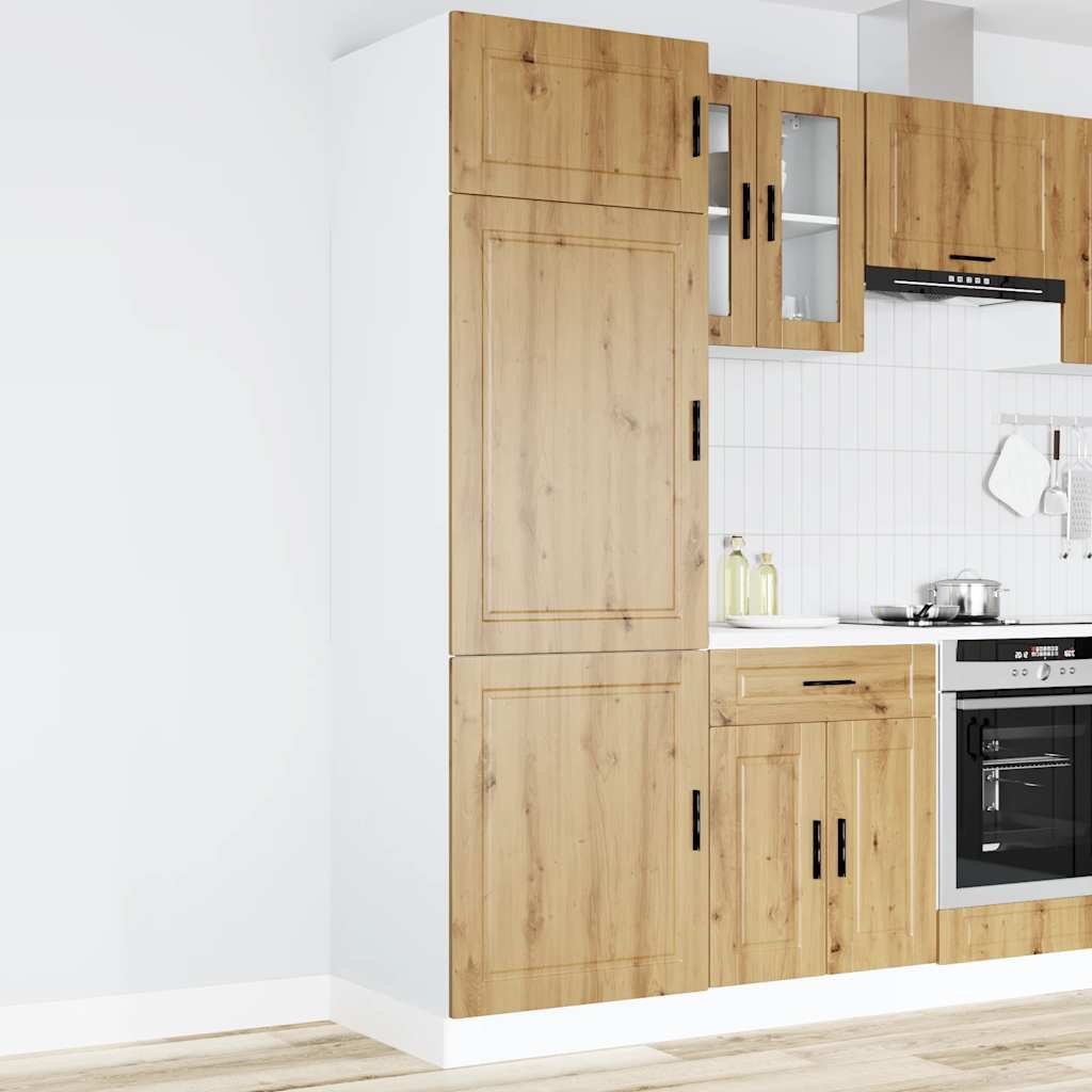 Keukenkast Porto bewerkt hout artisanaal eikenkleur