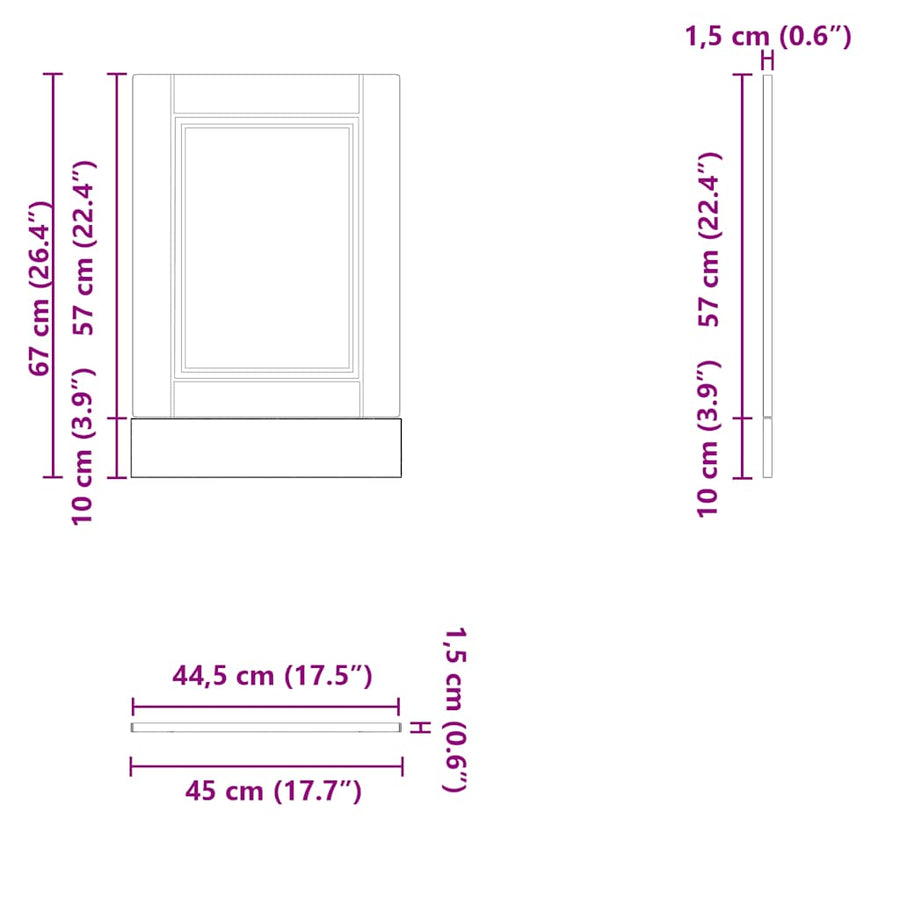 Vaatwaspaneel Porto 45x1,5x67 cm bewerkt hout sonoma eikenkleur