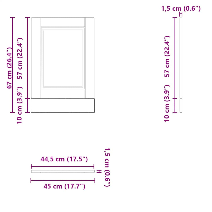Vaatwaspaneel Porto 45x1,5x67 cm bewerkt hout bruin eikenkleur