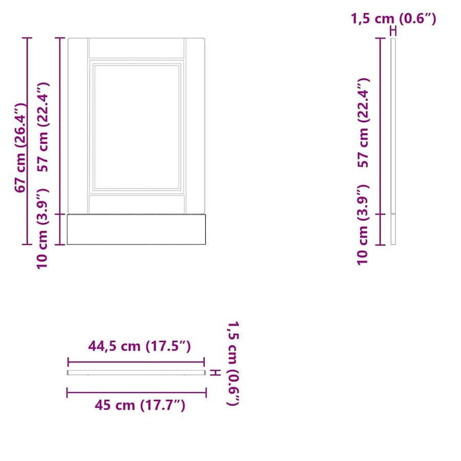 Vaatwaspaneel Porto 45x1,5x67 cm bewerkt hout artisanaal eiken