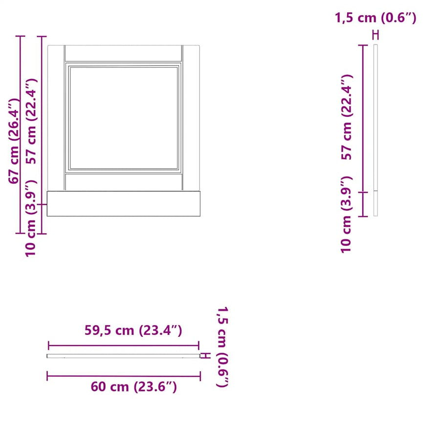 Vaatwaspaneel Porto 60x1,5x67 cm bewerkt hout sonoma eikenkleur