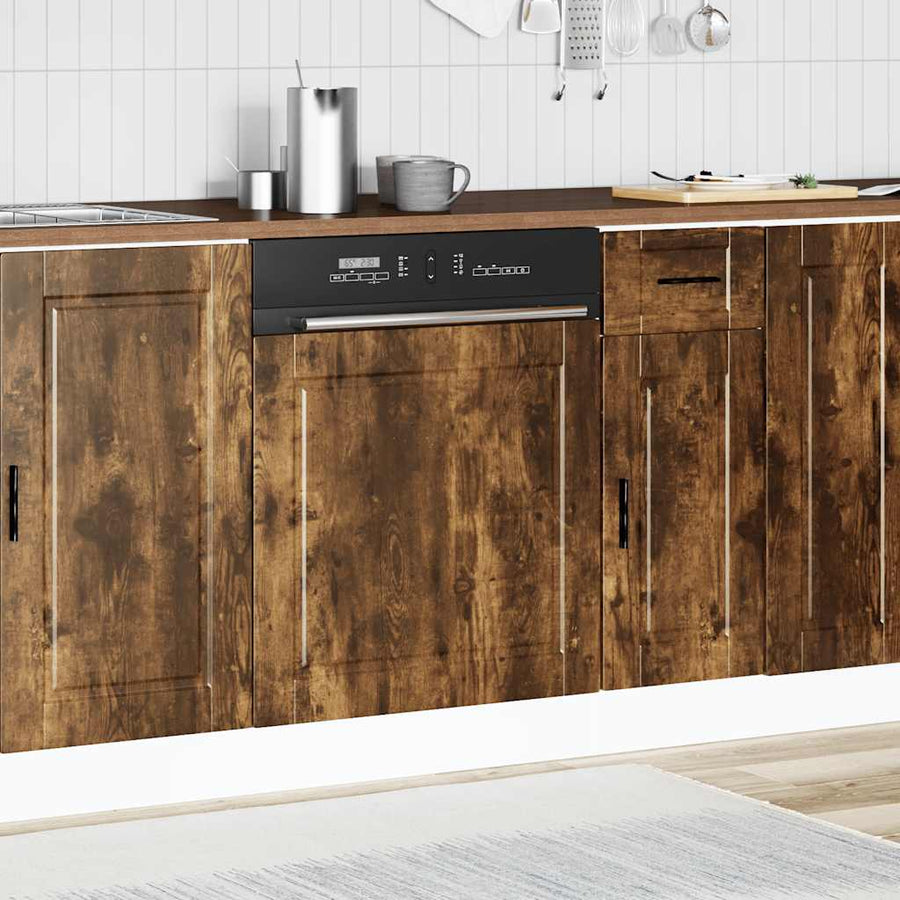 Vaatwaspaneel Porto 60x1,5x67 cm bewerkt hout gerookt eiken