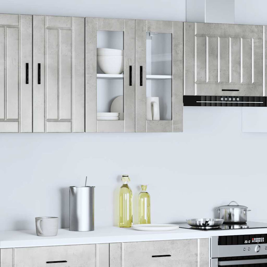 Keukenwandkast met glazen deur Porto betongrijs
