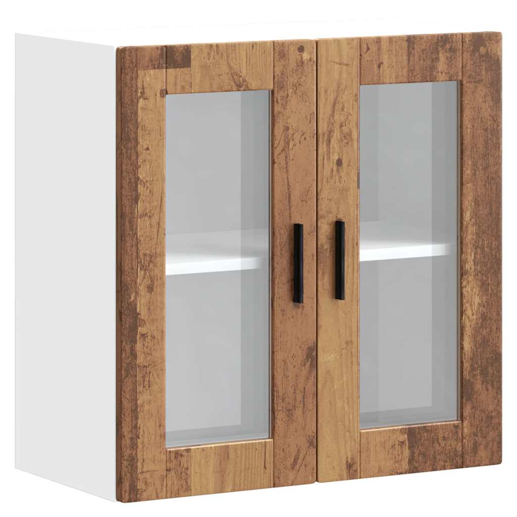 Keukenwandkast met glazen deur Porto oud houtkleurig