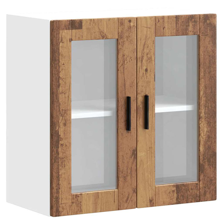 Keukenwandkast met glazen deur Porto oud houtkleurig