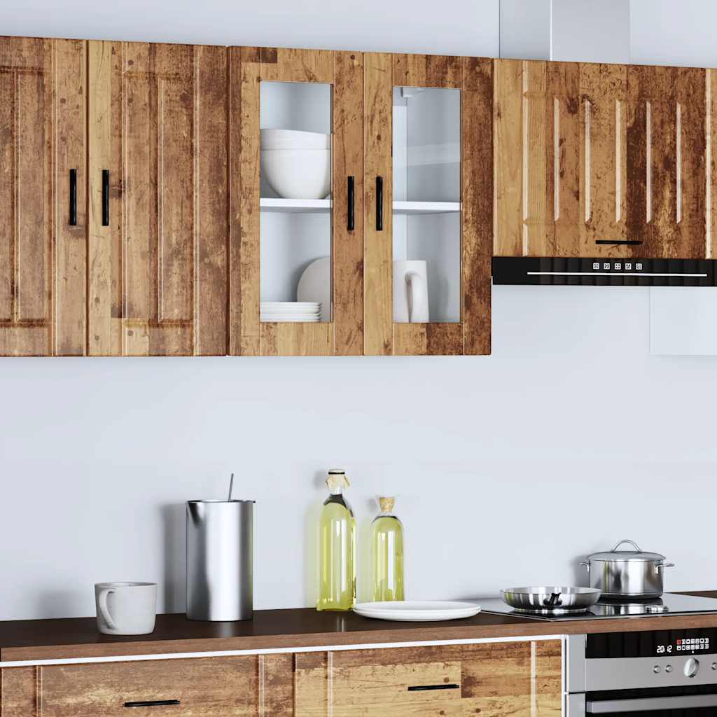 Keukenwandkast met glazen deur Porto oud houtkleurig