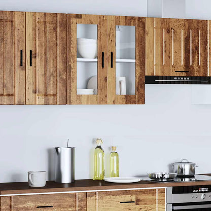 Keukenwandkast met glazen deur Porto oud houtkleurig
