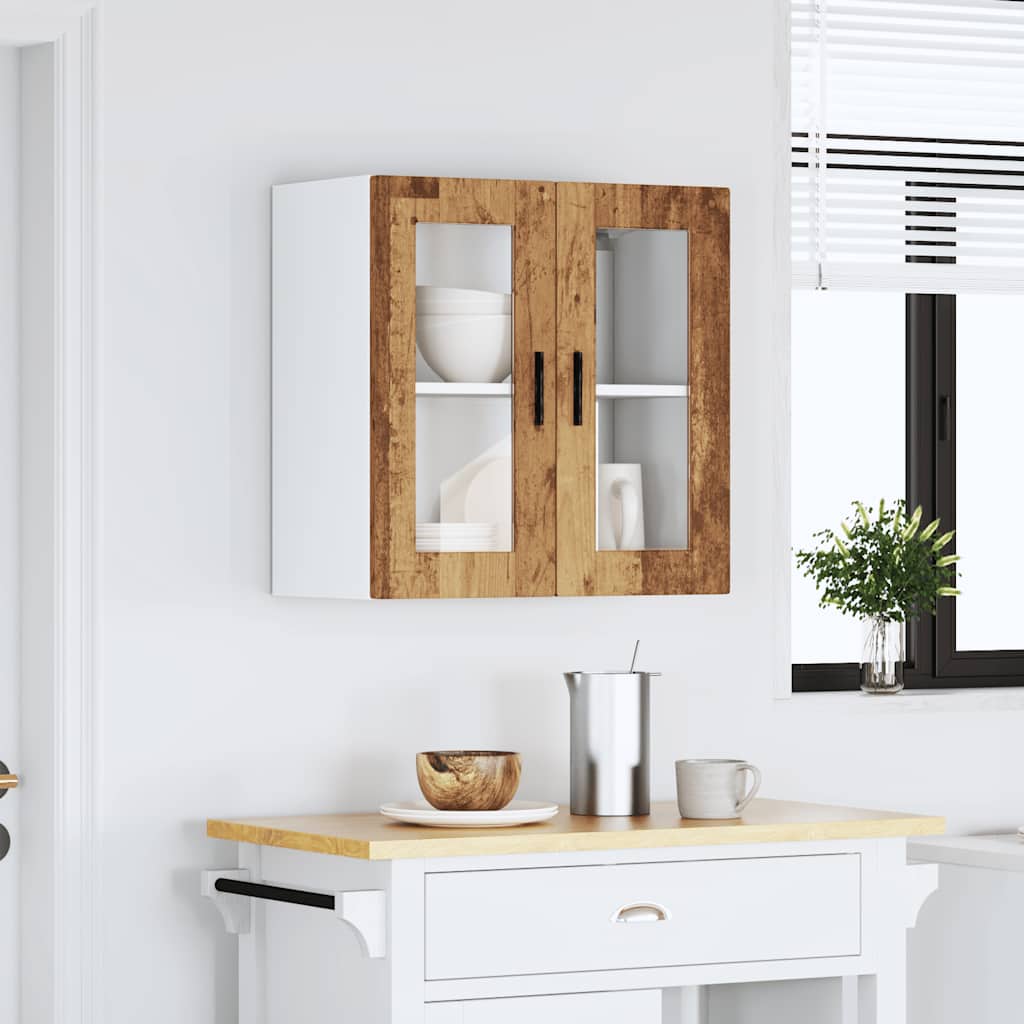 Keukenwandkast met glazen deur Porto oud houtkleurig
