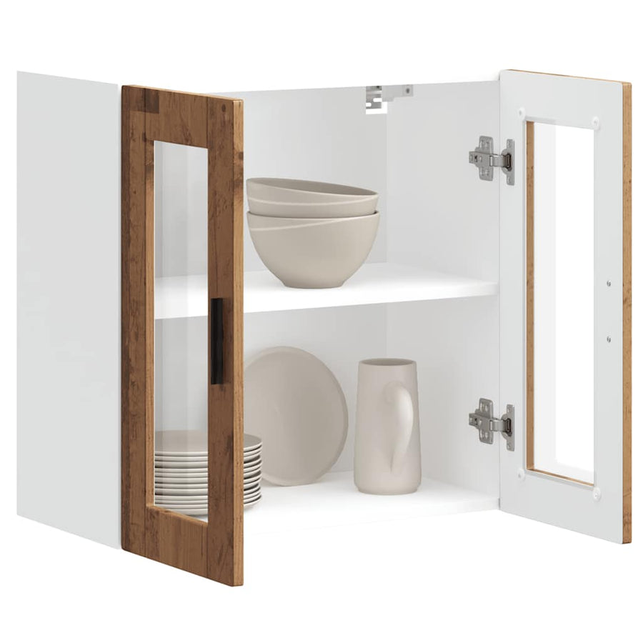 Keukenwandkast met glazen deur Porto oud houtkleurig